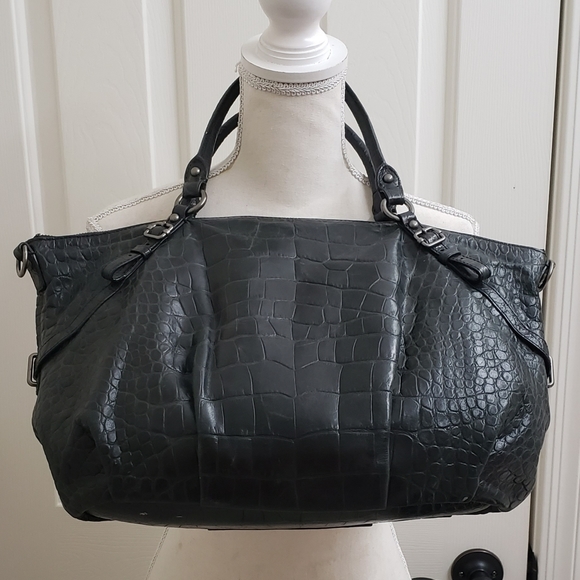 COACH - ASHLEY BLACK CROC EMBOSSED LEATHER SATCHEL - Picture 2 of 13